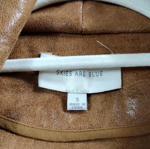 Skies Are Blue Faux Leather Open Front Waterfall Jacket Size S - Picture 5 of 6
